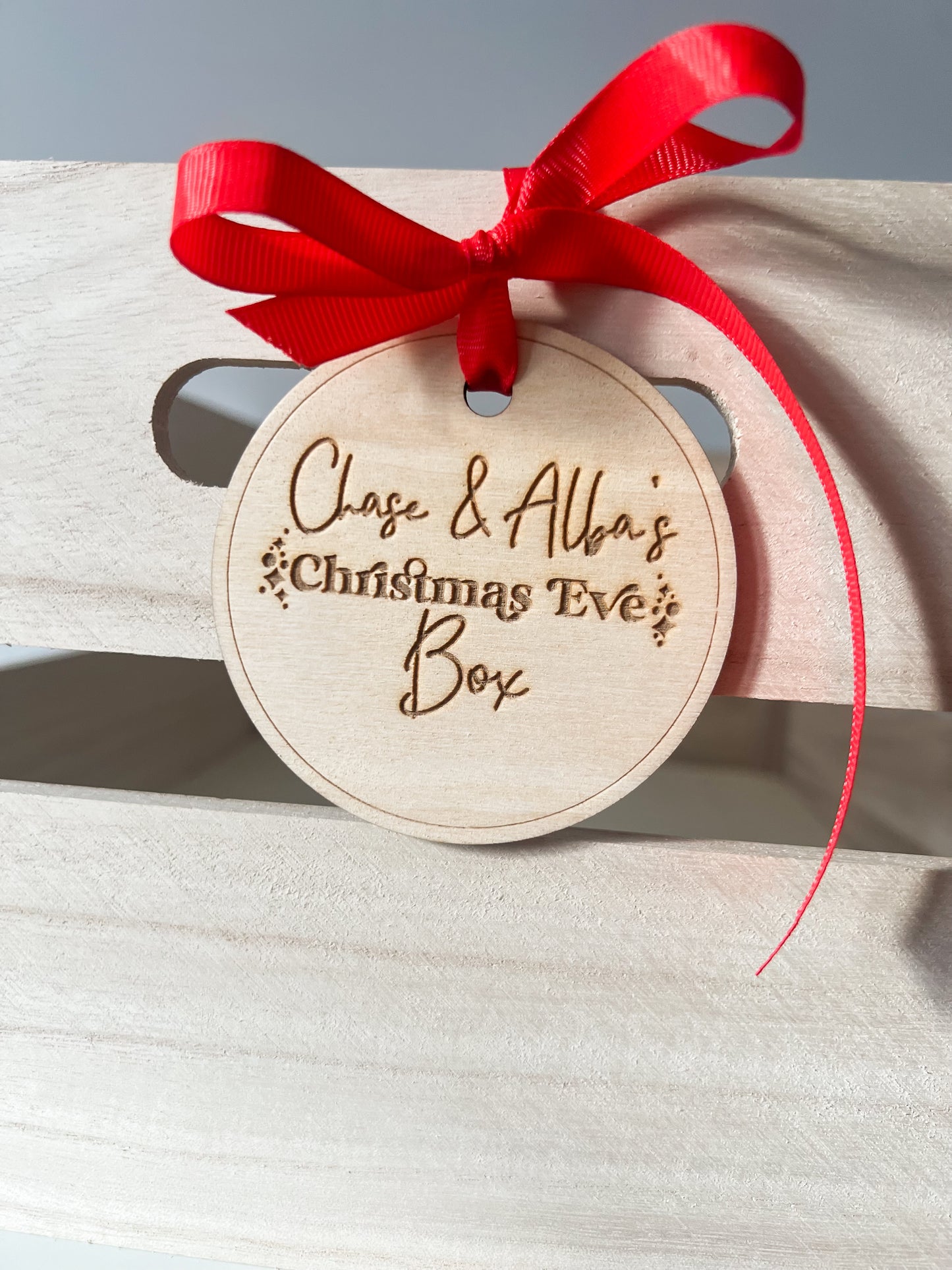 Personalised Christmas Eve Box Sign | Personalised Wooden Xmas Eve Box Tag