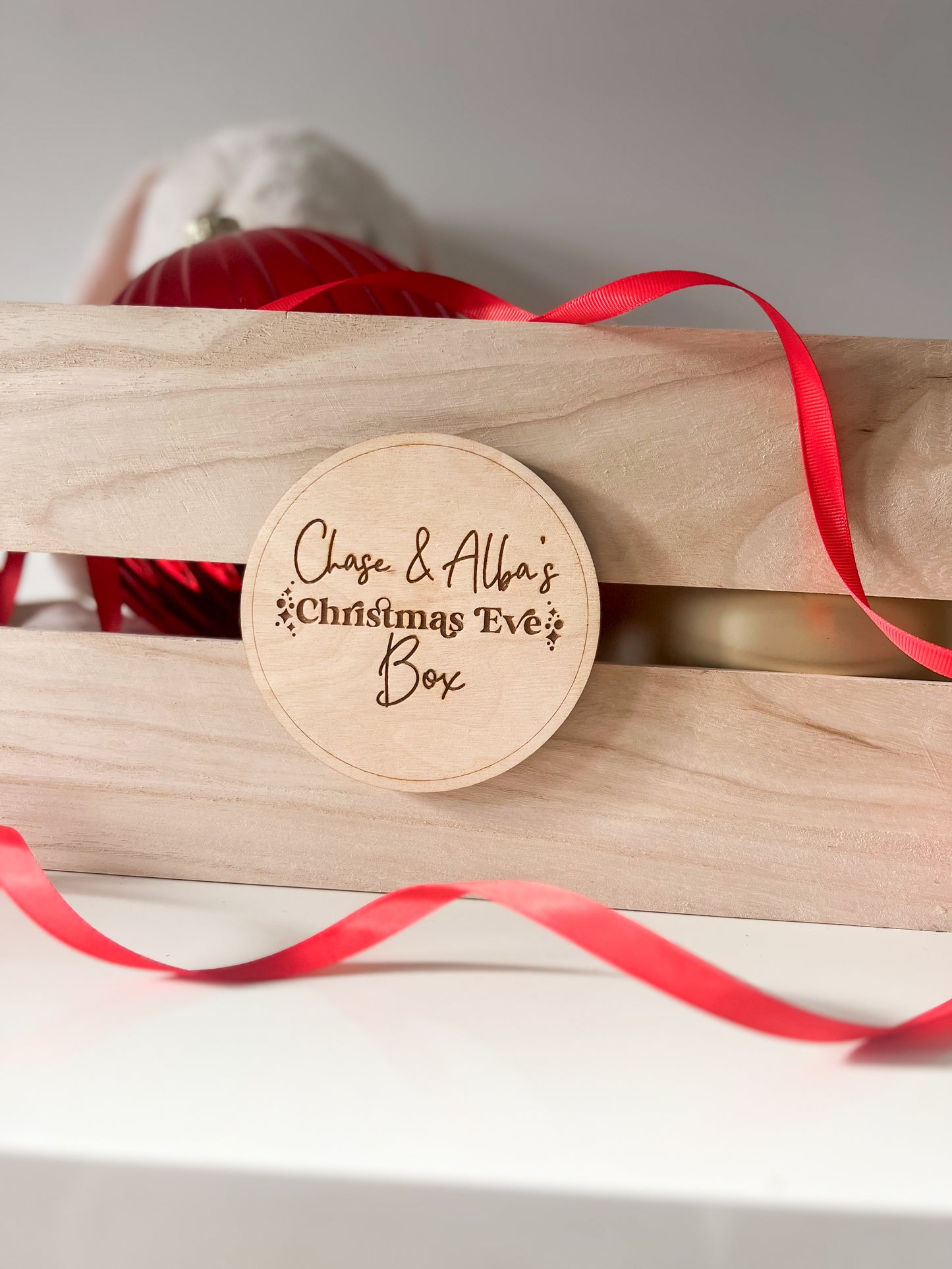 Personalised Christmas Eve Box Sign | Personalised Wooden Xmas Eve Box Tag