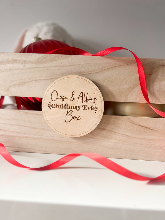 Personalised Christmas Eve Box Sign | Personalised Wooden Xmas Eve Box Tag