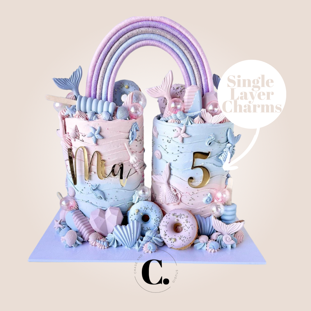 Single Layer Name & Age Acrylic Cake Charm Set