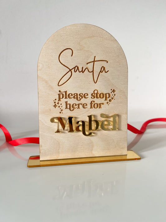 Personalised Santa Stop Here Sign | Personalised Wooden Christmas Sign