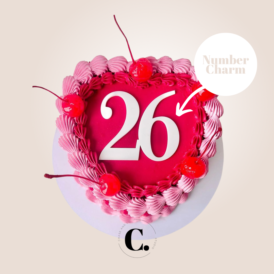 Number Cake Charm - Single Layer Acrylic