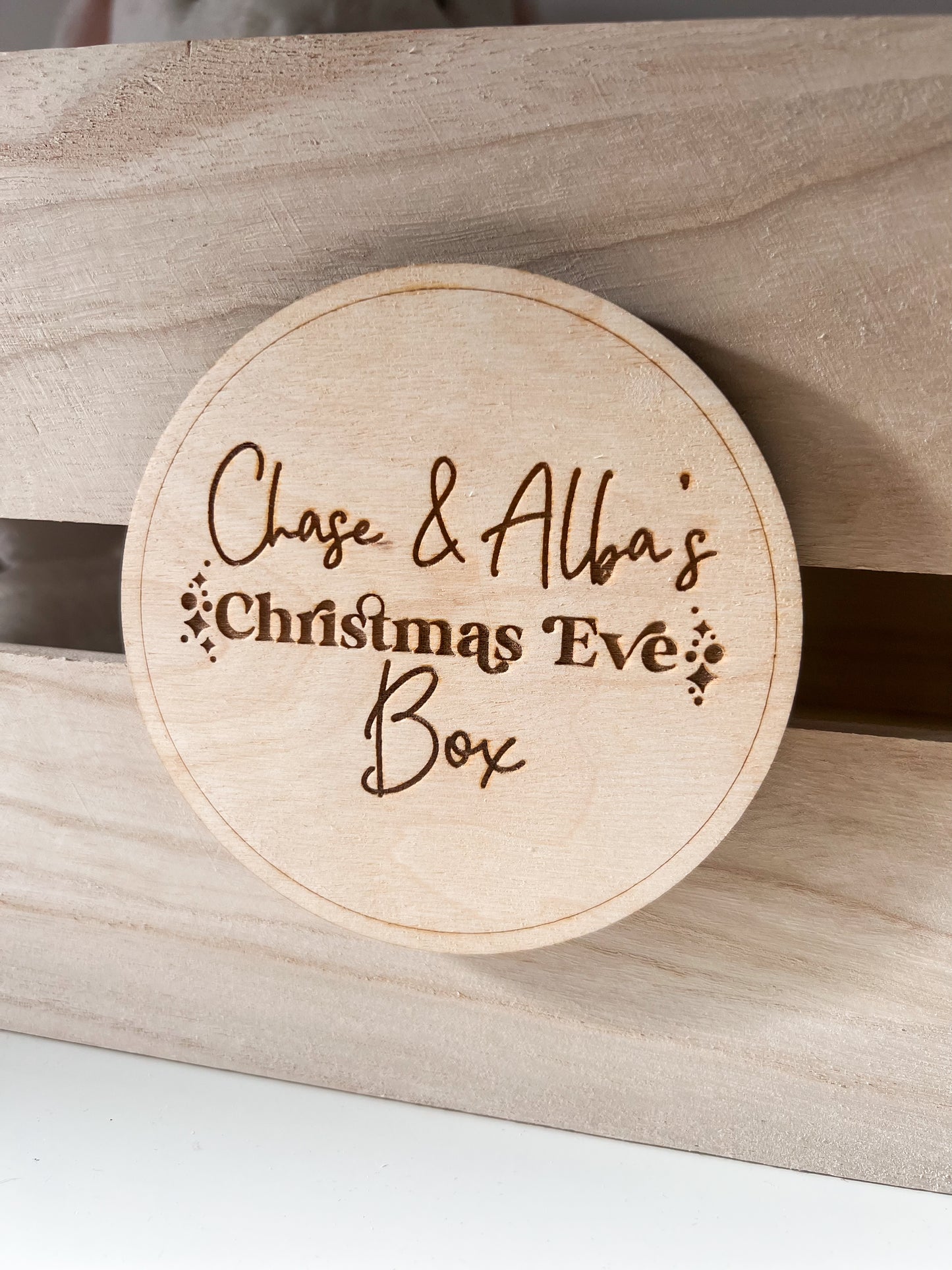 Personalised Christmas Eve Box Sign | Personalised Wooden Xmas Eve Box Tag